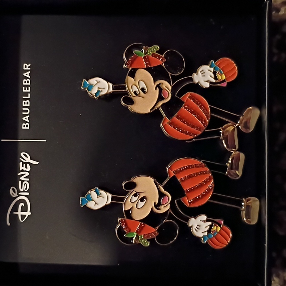BaubleBar Disney Mickey pumpkin Dangle Halloween Earrings Nwt Nib